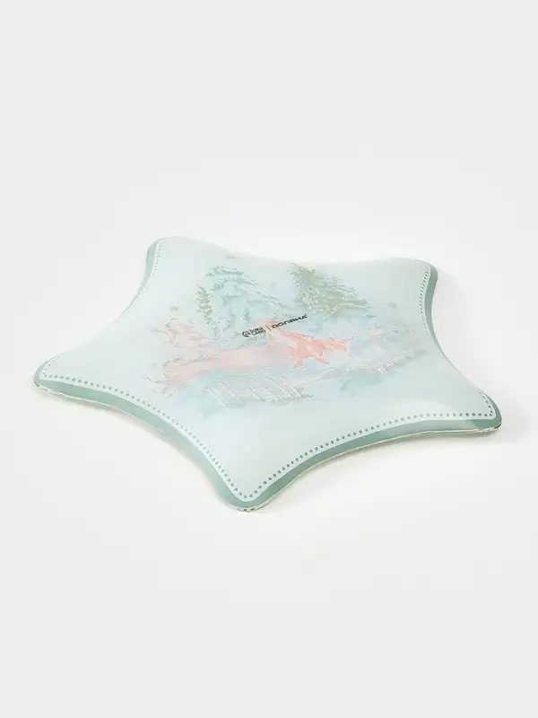 Блюдо новогоднее сервировочное Доляна &laquo;Зверьки в лесу&raquo;, d=19.5 см, стекло, белое, зелёное