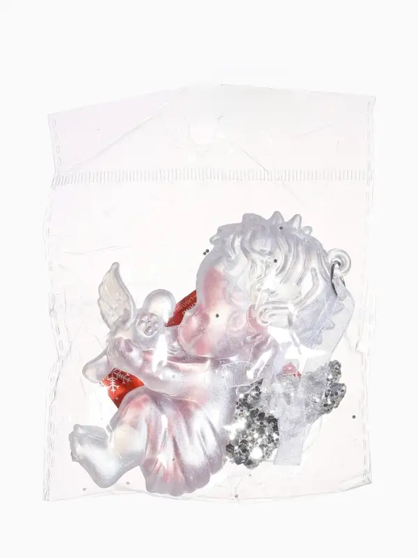 Ёлочная игрушка &laquo;Зимнее волшебство. Ангелочек с голубем&raquo; пластик, 10&times;7 см, белый