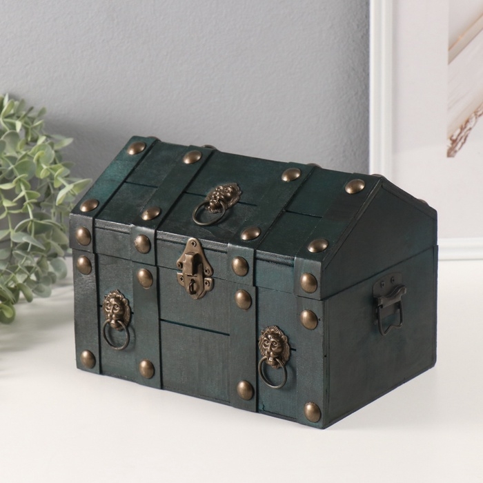 Шкатулка сундук дерево  Шкатулка сундук дерево "Леон" зелёный 24х17х18,5 см