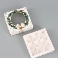 Коробка для 9 конфет &laquo;Венок на белом&raquo;, 14.7&times;14.7&times;3.5 см