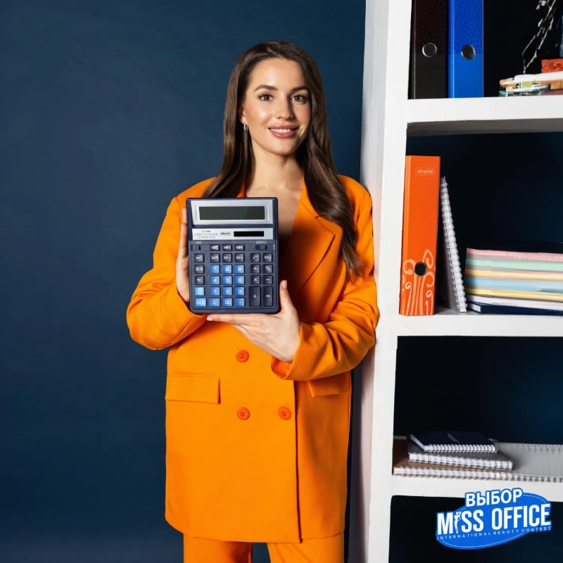 Калькулятор настольный ПОЛН.Attache AF-888,12р,дв.пит,204x158мм, темно-син