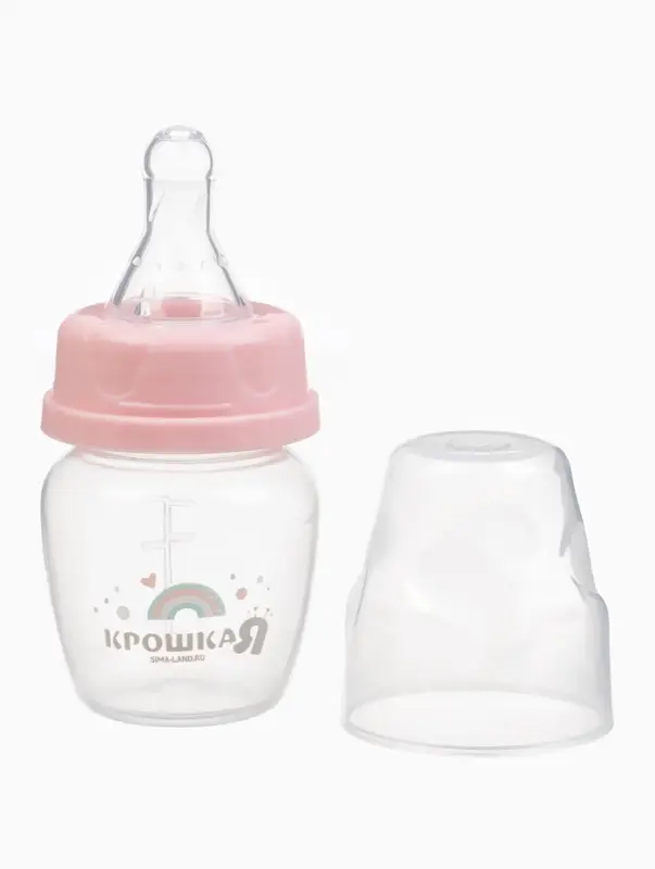 Бутылочка для кормления Крошка Я Basic, классическое горло, от 0 мес., 60 мл (мерная шкала до 40 мл), розовый