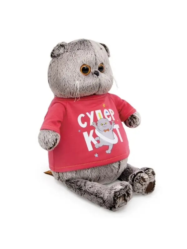 Мягкая игрушка &laquo;Кот Басик&raquo; 19 см, в лонгсливе с принтом &laquo;Супер кот&raquo;
