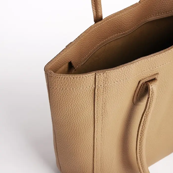 Шоппер женский, на молнии, 33&times;12&times;28 см, однотонный, бежевый