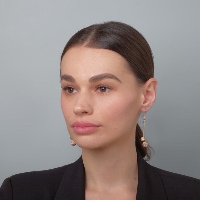 Серьги висячие со стразами «Шамбала», цвет золотой в розовом золоте, 6,5 см Серьги висячие со стразами «Шамбала», цвет золотой в розовом золоте, 6,5 см