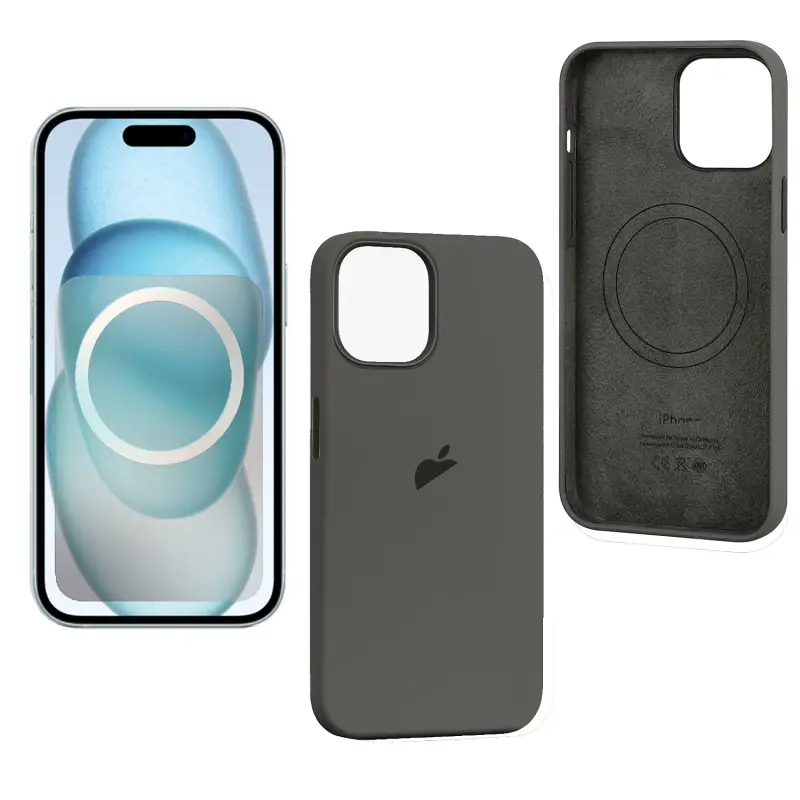 Чехол iPh 15 Plus Silicon Case 100% ORG (MagSafe + анимация NFC) c LOGO Clay