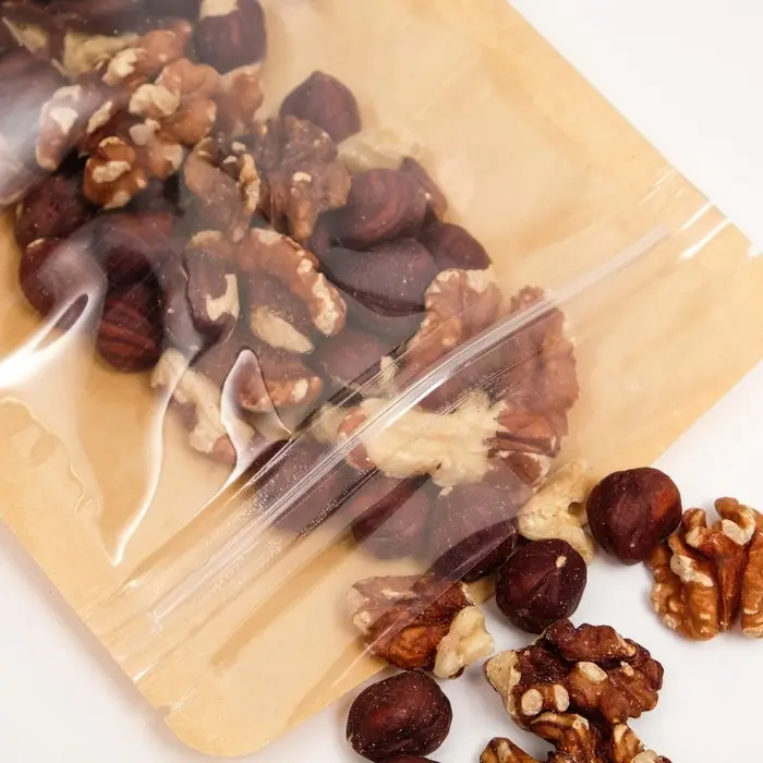 Пакет Zip-lock Крафт с прозрачной стенкой 12&times;20 + 4 см