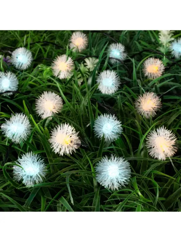 Гирлянда &laquo;Нить&raquo;, 4.5 м, уличная, с насадками &laquo;Ёжики&raquo;, IP44, 30 LED, 2 режима, солнечная батарея, тёмная нить, свечение жёлтое/аквамарин