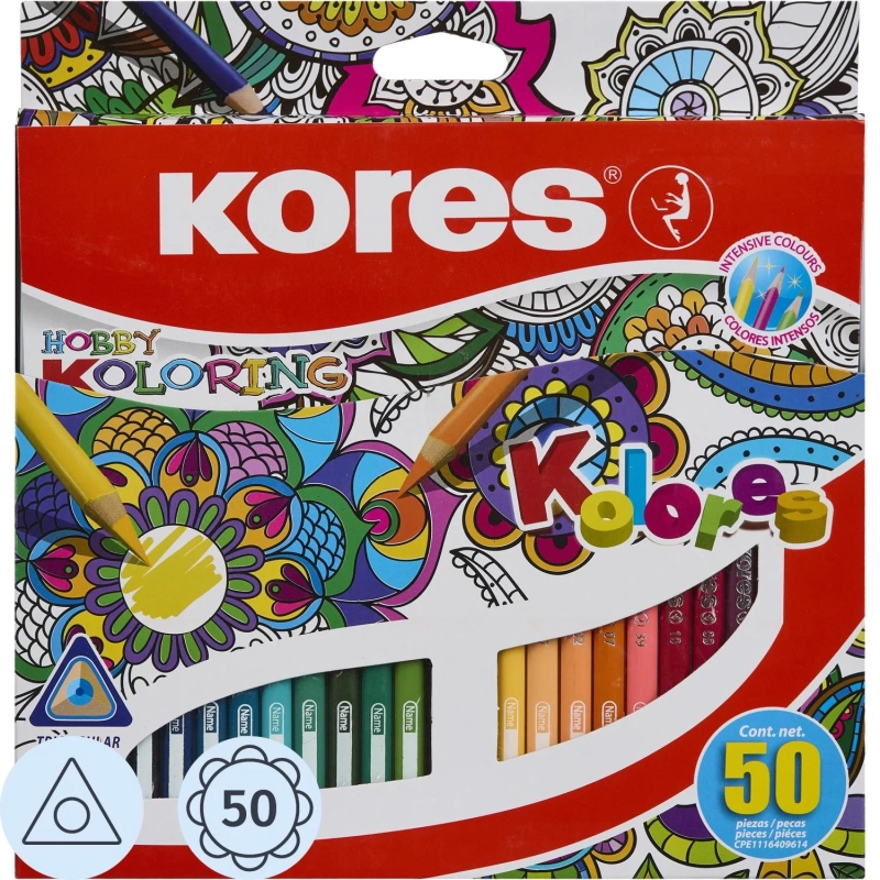 Карандаши цветные 50 цв. 3-гран.Kores 93350