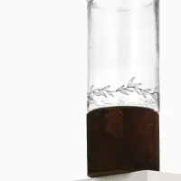 Ваза для цветов стеклянная с деревянной подставкой, 25.5&times;10 см, 1.25 литра