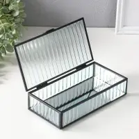 Шкатулка стекло с металлическим каркасом "Линии" прозрачная 10х20х4,3 см