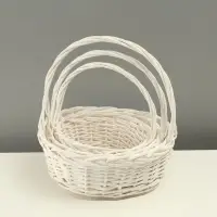 Набор корзин из 3 шт, 35х35х14/35 см, 30х30х12,5/30 см, 25х25х11/25 см, белый, ива