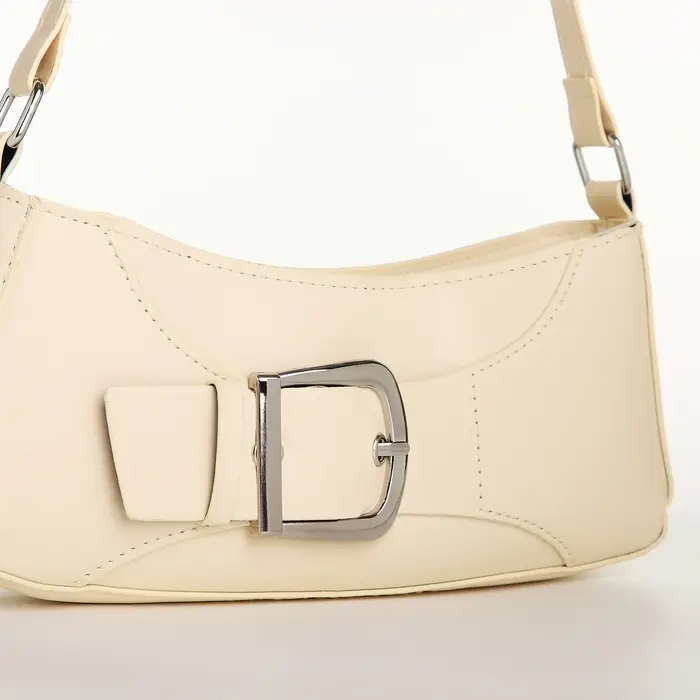 Сумка женская багет на молнии, 26&times;5&times;10.5 см, молочная