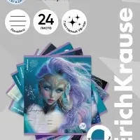 Тетрадь 24 листа в линейку ErichKrause Aquamarine, с глиттером, МИКС