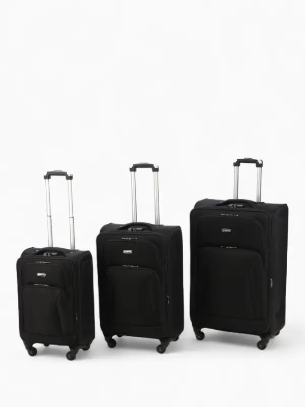 Чемодан 24 Чемодан 24", Текст, 42*26*66, отд на молнии, 2 нар/карм, увелич, код замок, 4 колеса, черный 10875