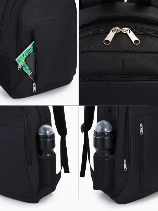 Рюкзак школьный на молнии, 4 кармана, размер 29.5&times;12.5&times;43 см, чёрный