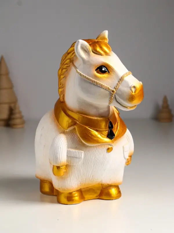 Копилка Копилка "Конь в пальто" 22,5х18х13 см, белый с золотом