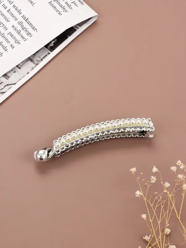 Банан для волос &laquo;Тайна морей&raquo;, бусины ажур, 9.5 см, серебро