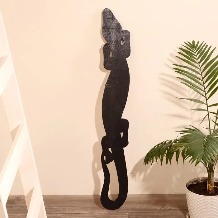 Панно настенное дерево  Панно настенное дерево "Геккон расписной" 100 см МИКС