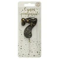 Свеча в торт "Черные брызги", цифра "7"