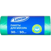 Мешки для мусора ПНД 30л 10мкм 30 шт/рул зеленые 50x60см Luscan_СПБ