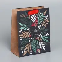 Пакет крафтовый вертикальный «С новым счастьем», MS 18 х 23 х 10 см Пакет крафтовый вертикальный «С новым счастьем», MS 18 х 23 х 10 см