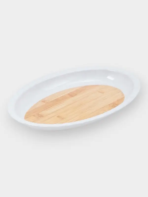 Поднос "Иллюзия бамбука" овальный пластиковый с ручками, размер 38,5x25,5x4 см