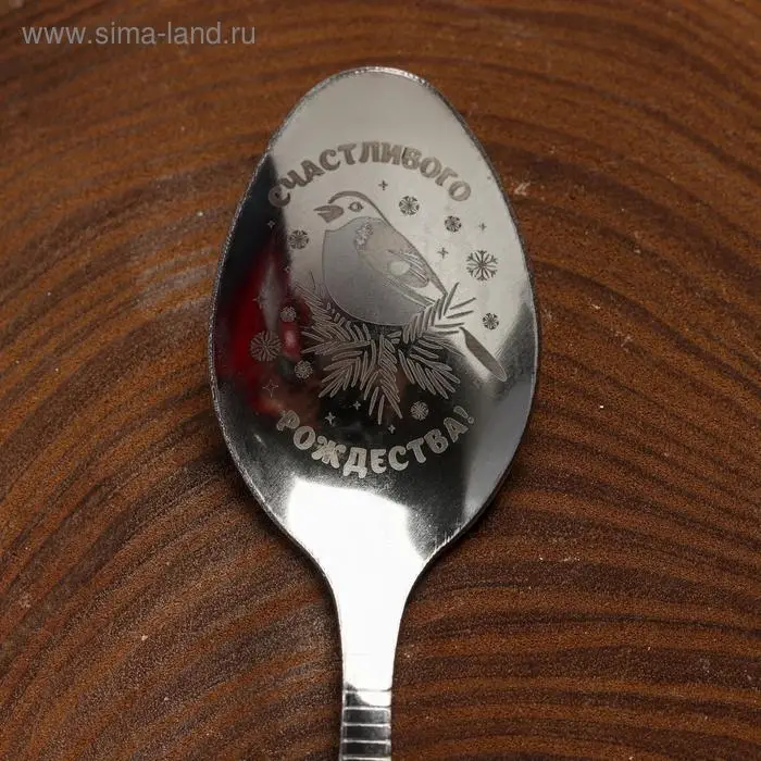 Ложка сувенирная новогодняя с гравировкой «Снегирь», 3 х 14 см Ложка сувенирная новогодняя с гравировкой «Снегирь», 3 х 14 см