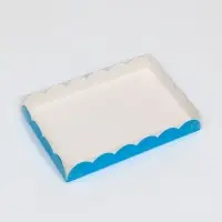 Коробка для печенья, кондитерская упаковка, голубая, 22 х 15 х 3 см