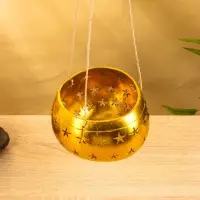 Подсвечник подвесной из кокоса, 14×14×10 см, золото