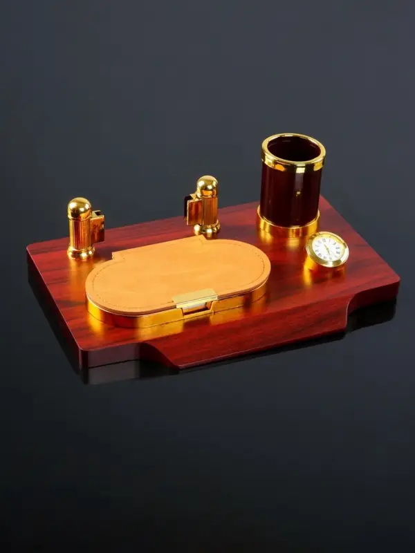 Набор настольный 4 в 1, органайзер с визитницей, красное дерево