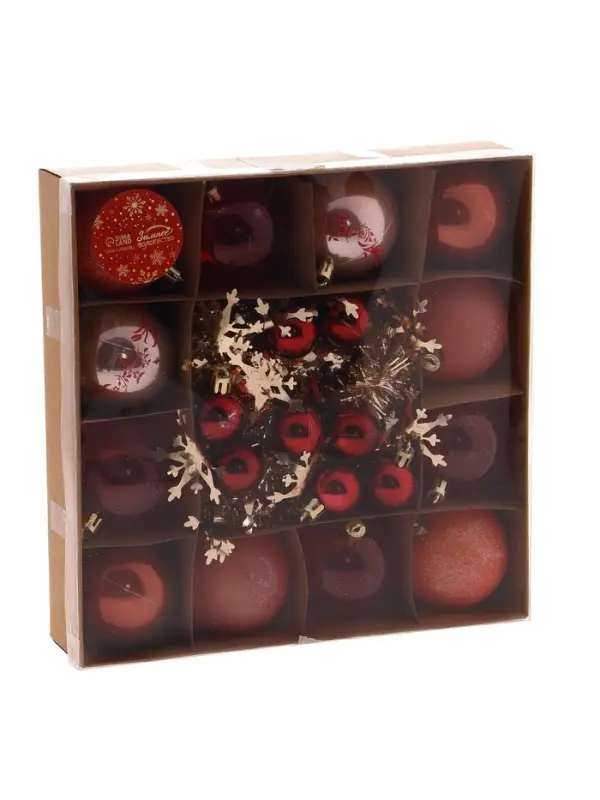 Ёлочные игрушки &laquo;Каникулы&raquo;, шары новогодние, d=6 и 2.5 см, 21 шт., ассорти грация + мишура 1 м, МИКС