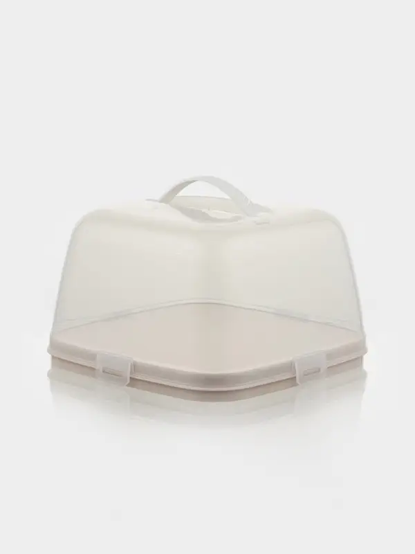 Тортовница с крышкой Альтернатива, 28.5&times;28.5&times;17.5 см, пластик, бежевая