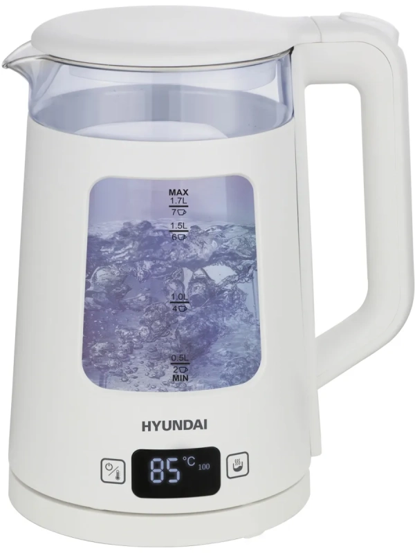 Чайник HYK-G9407 1.7л. 2200Вт белый (стекло)