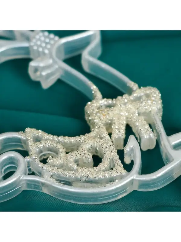 Ёлочная игрушка &laquo;Зимнее волшебство. Бегущий олень блеск&raquo;, 10&times;19 см, белый, МИКС