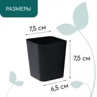 Горшок для рассады, 300 мл, 7.5&times;7.5&times;7.5 см, пластик, чёрный, Greengo