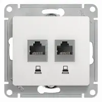 Розетка Glossa двойная компьютерная RJ45 + RJ45 кат.5E механизм белый