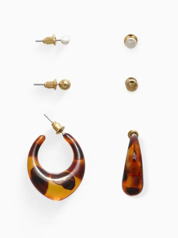 Набор серьги Набор серьги "Леопард" жемчуг, цветной в золоте