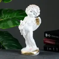 Фигура гипс &laquo;Ангел с Мишкой&raquo;, перламутр, 30&times;13&times;13 см