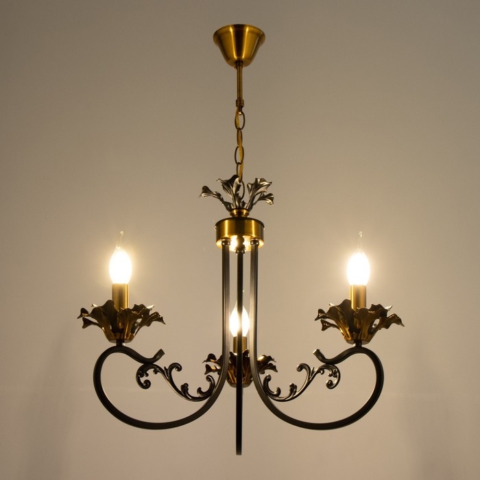 Люстра Люстра "Мэдфи" 3хЕ14 40Вт черно-золотой 55х70х55 см BayerLux