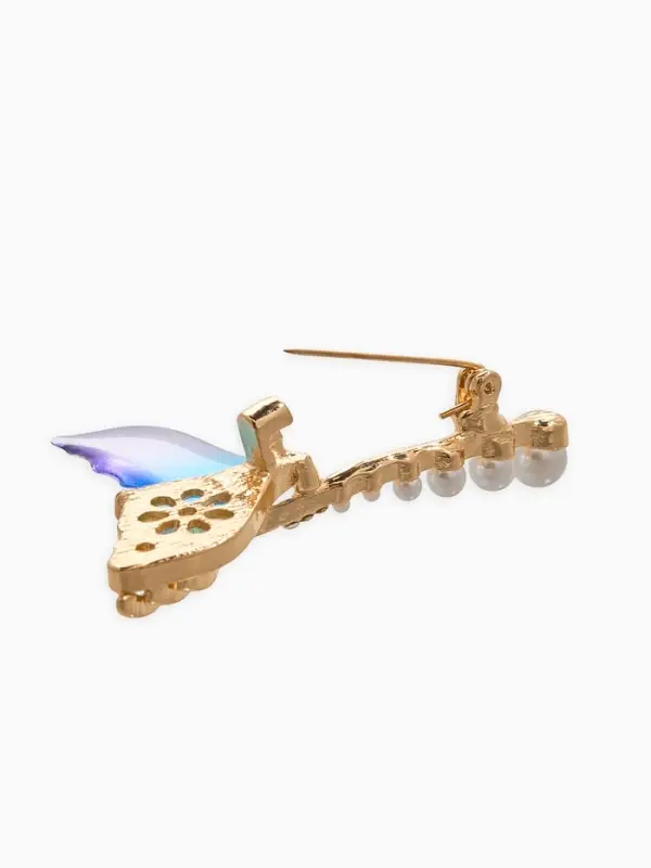 Брошь Брошь "Хвост Русалки" с жемчугом, цветная в золоте