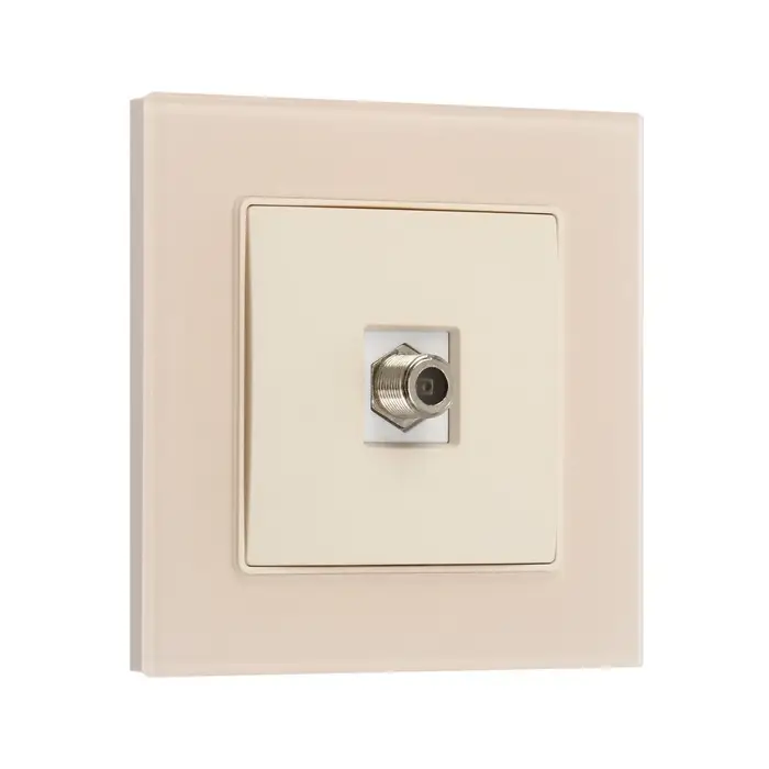 Розетка телевизионная TOT Matte Glass, стекло, скрытая, одноместная, бежевая