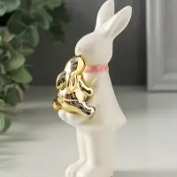 Фигурка керамика &laquo;Зайка белая с золотым зайчонком&raquo;, 6.5&times;4.5&times;13.5 см
