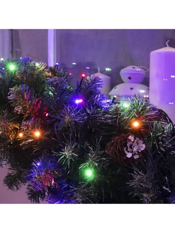 Гирлянда &laquo;Нить&raquo; 10 м, IP44, УМС, тёмная нить, 72 SMD-LED, свечение мульти, 220 В