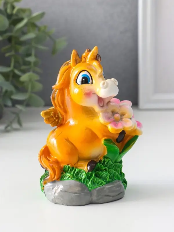 Копилка полистоун Копилка полистоун "Лошадка с цветами" 5,5х8х12,5 см