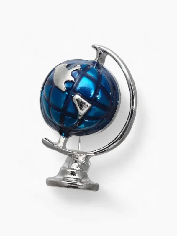 Брошь &laquo;Школа. Глобус&raquo;, синяя в серебре
