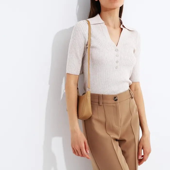 Сумка женская багет на молнии, 20&times;6.5&times;15 см, бежевая