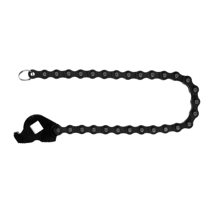 Съемник масляного фильтра ТУНДРА, цепной, под квадрат 1/2 Съемник масляного фильтра ТУНДРА, цепной, под квадрат 1/2", длина цепи 450 мм, до 130 мм