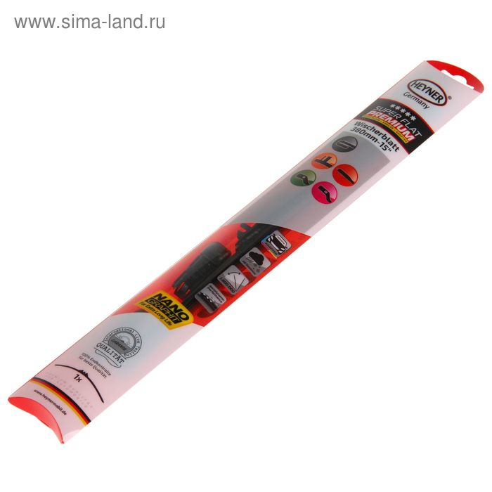 Щетка стеклоочистителя HEYNER Super Flat Premium, 15 Щетка стеклоочистителя HEYNER Super Flat Premium, 15"/380 мм, бескаркасная, с переходниками