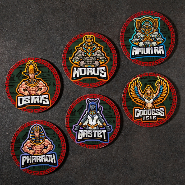 Набор подставок под бокалы в держателе , 6 штук, Набор подставок под бокалы в держателе , 6 штук, "Талисманы", D = 9 см, 9,5 х 9 х 2,5 см